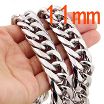 Fashion Silver-11mm40 Inches/100cm Stainless Steel Geometric Chain Men's Necklace