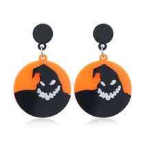 Fashion Black + Orange White K Acrylic Monster Medal Earrings