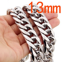 Fashion Silver-13mm36 Inches/91cm Stainless Steel Geometric Chain Men's Necklace