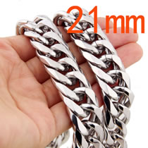 Fashion Silver-21mm40 Inches/100cm Stainless Steel Geometric Chain Men's Necklace