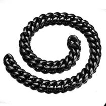 Fashion Black 14mm30 Inches (76cm) Stainless Steel Cuban Chain Men's Necklace