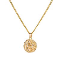 Fashion Sagittarius Titanium Steel Embossed Zodiac Medal Necklace