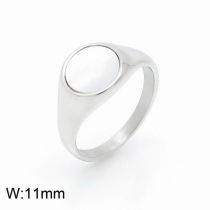 Fashion Silver Stainless Steel Geometric Round Shell Men's Ring