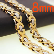 Fashion Gold Between 8mm - Length:40 Inches / 101cm Stainless Steel Geometric Chain Necklace