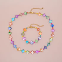 Fashion D. Colorful Rice Bead Beaded Star Bracelet Necklace Set