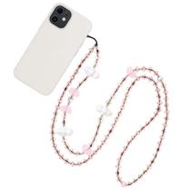 Fashion Pink Geometric Beaded Heart Cloud Phone Chain