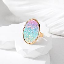 Fashion Light Colored Ring Metal Sequin Glitter Oval Ring