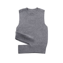 Fashion Grey Blended Knit Cutout Tank Top