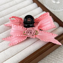 Fashion B Pink Fabric Bow Flower Clip