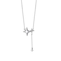 Fashion Silver Copper And Diamond Four-pointed Star Necklace