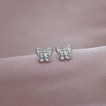 Fashion Silver Men's Titanium Steel Butterfly Stud Earrings