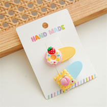 Fashion Yellow And Green Barrette Resin Cartoon Donut Cookies Hairpins For Kids