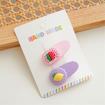 Fashion Pink And Purple Hair Clip Resin Cartoon Strawberry Hair Clip For Children