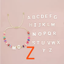 Fashion Z Colorful Soft Clay Beaded Peach Heart 26 Medal Bracelet