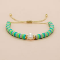 Fashion 5# Multicolored Clay Beaded Pearl Bracelet