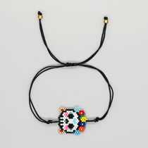 Fashion Black Rice Bead Woven Ghost Head Bracelet