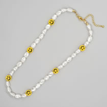 Fashion 2# Acrylic Smiley Pearl Beaded Necklace