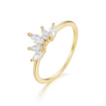 Fashion Gold Metal Diamond Geometric Ring