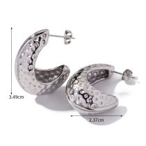 Fashion Silver Titanium Steel C-shaped Hammer Earrings