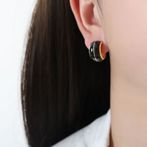 Fashion Weights Black Faience Gold Earrings Titanium Steel Geometric Drip Round Earrings