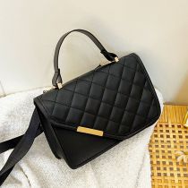 Fashion Black Pu Rhombus Flip Crossbody Bag
