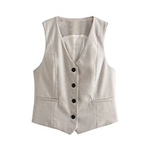 Fashion Beige Polyester Breasted Vest