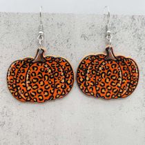 Fashion B Acrylic Leopard Pumpkin Drop Earrings