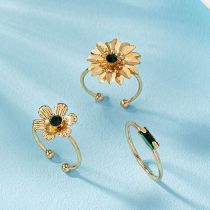 Fashion 2# Alloy Diamond Flower Ring Set