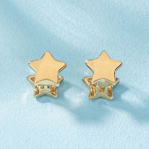 Fashion Gold Metal 3d Pentagram Earrings