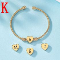Fashion K Alloy Heart Letter Open Bracelet