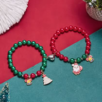Fashion Santa Claus A Pair Of Round Beaded Beaded Oil Santa Claus Christmas Tree Bell Magnetic Suction Love Bracelet