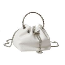 Fashion White Pu Large-capacity Drawstring Crossbody Bag
