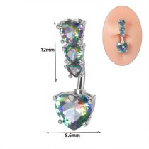 Fashion Love Color Zirconium Titanium Steel Diamond Heart Piercing Navel Nail