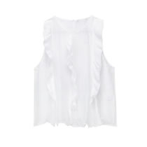Fashion White Polyester Layered Sleeveless Pullover Top