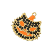 Fashion Golden Orange Drop Oil Black Diamond Copper Inlaid Zirconium Cat Pendant