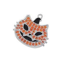 Fashion Platinum Black Drop Tangerine Diamond Copper Inlaid Zirconium Cat Pendant