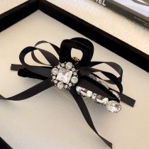 Fashion Grab Clip - Black Bow Alloy Diamond Bow Knot Clip