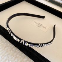 Fashion Headband - Black Textile Diamond-encrusted Letter Thin-edged Headband