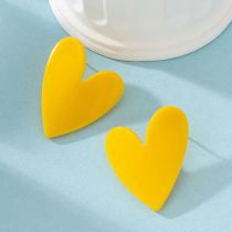 Fashion Yellow Acrylic Heart Stud Earrings