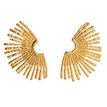 Fashion Gold Stainless Steel Half Sunflower Stud Earrings