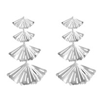 Fashion Silver Alloy Fan-shaped Leaf Earrings