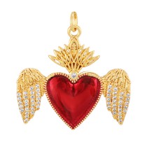 Fashion Red 2 Copper Inlaid Zircon Irregular Drip Oil Heart Series Pendant Accessories