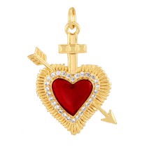 Fashion Red 4 Copper Inlaid Zircon Irregular Drip Oil Heart Series Pendant Accessories