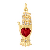 Fashion Red 5 Copper Inlaid Zircon Irregular Drip Oil Heart Series Pendant Accessories