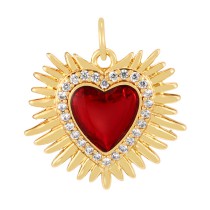 Fashion Red 7 Copper Inlaid Zircon Irregular Drip Oil Heart Series Pendant Accessories
