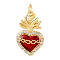 Fashion Red 9 Copper Inlaid Zircon Irregular Drip Oil Heart Series Pendant Accessories