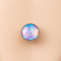 Fashion Purple (2 Pieces) Stainless Steel Round Opal Piercing Tongue Nail
