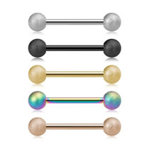 Fashion 5 Color Mix (2) Stainless Steel Frosted Ball Piercing Tongue Nail Set
