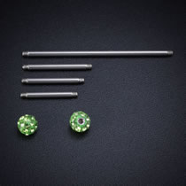 Fashion Green (2 Sets) Stainless Steel Diamond Ball Piercing Tongue Nail