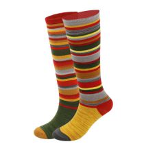Fashion Left And Right Feet/green+yellow Christmas Cotton Socks  Cotton